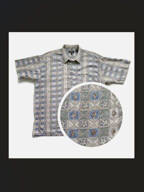 Vintage Men's Novelty Star Print Shirt XL Penmans Short Sleeves Cotton Fun
